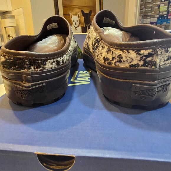 Vans Premium Pony Hair Mules Slides Chocolate Slip-On Shoes MENS SIZE 10 NEW - Picture 7 of 13